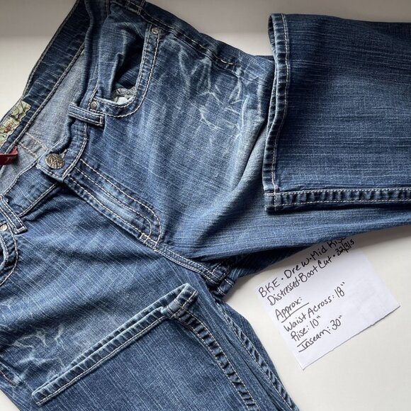 Vintage BKE Drew Jeans - Distressed Mid-Rise & Bootcut - Size 32 | 31.5 - Picture 2 of 14